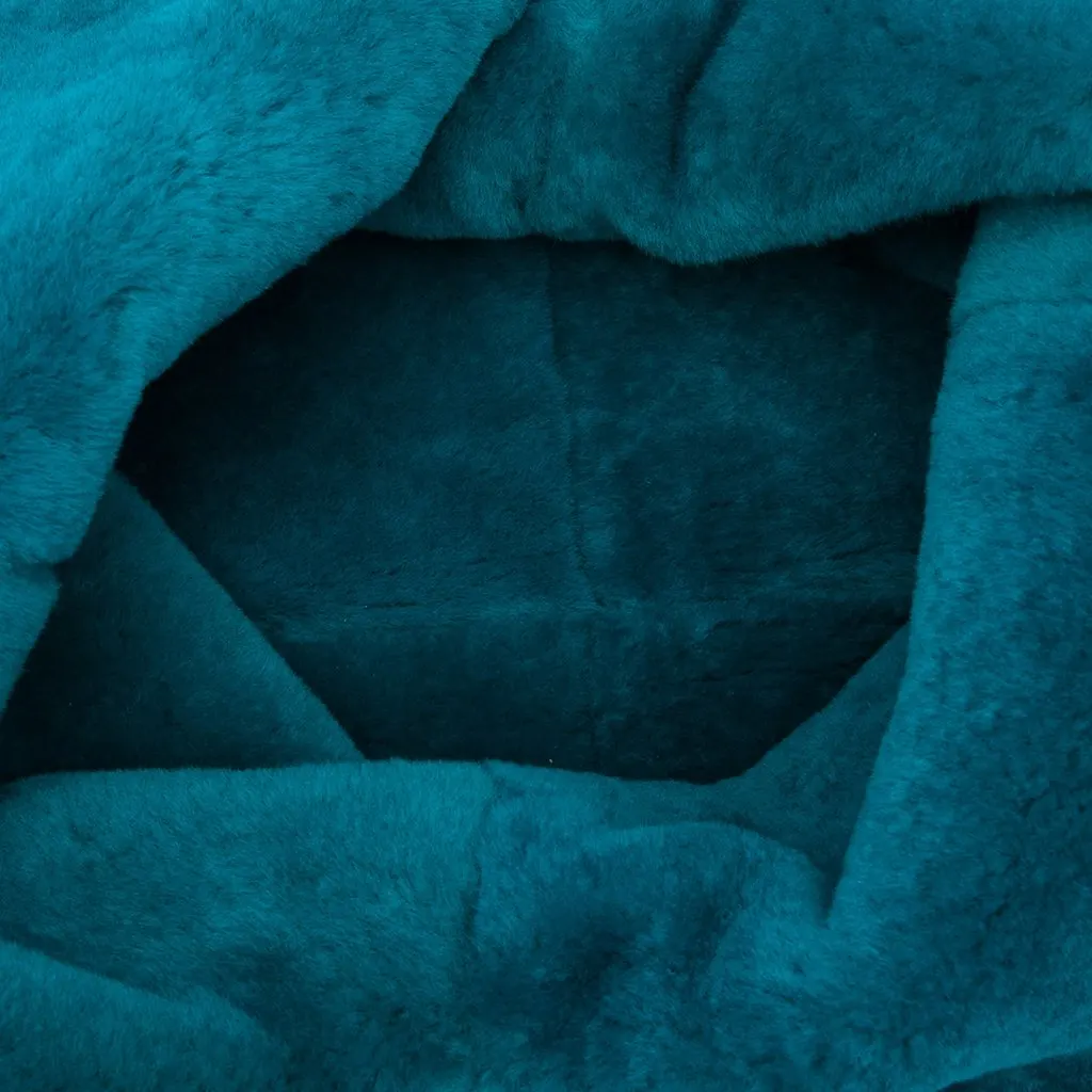 Bottega Veneta Suede and Shearling Bolster Reversible Tote Blue Suede Very good - Model View