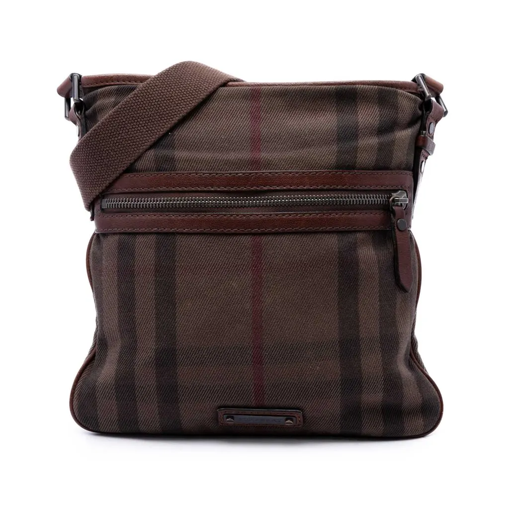 Burberry Exploded Check Cotton Crossbody Brown Cotton Very good - Front View
