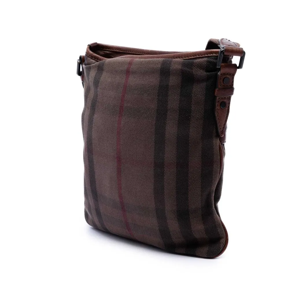 Burberry Exploded Check Cotton Crossbody Brown Cotton Very good - Back View