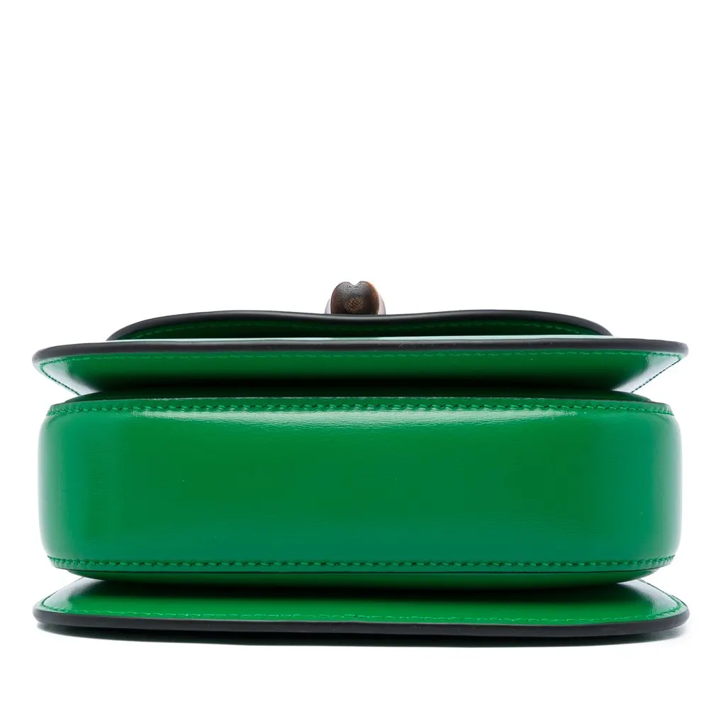 Gucci Mini Calfskin Web 1947 Bamboo Top Handle Bag Green Leather Very good - Inside View