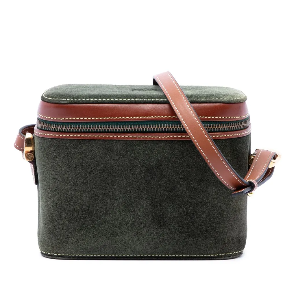 LOEWE Suede Anagram Vanity Bag Green Leather Very good - Front View