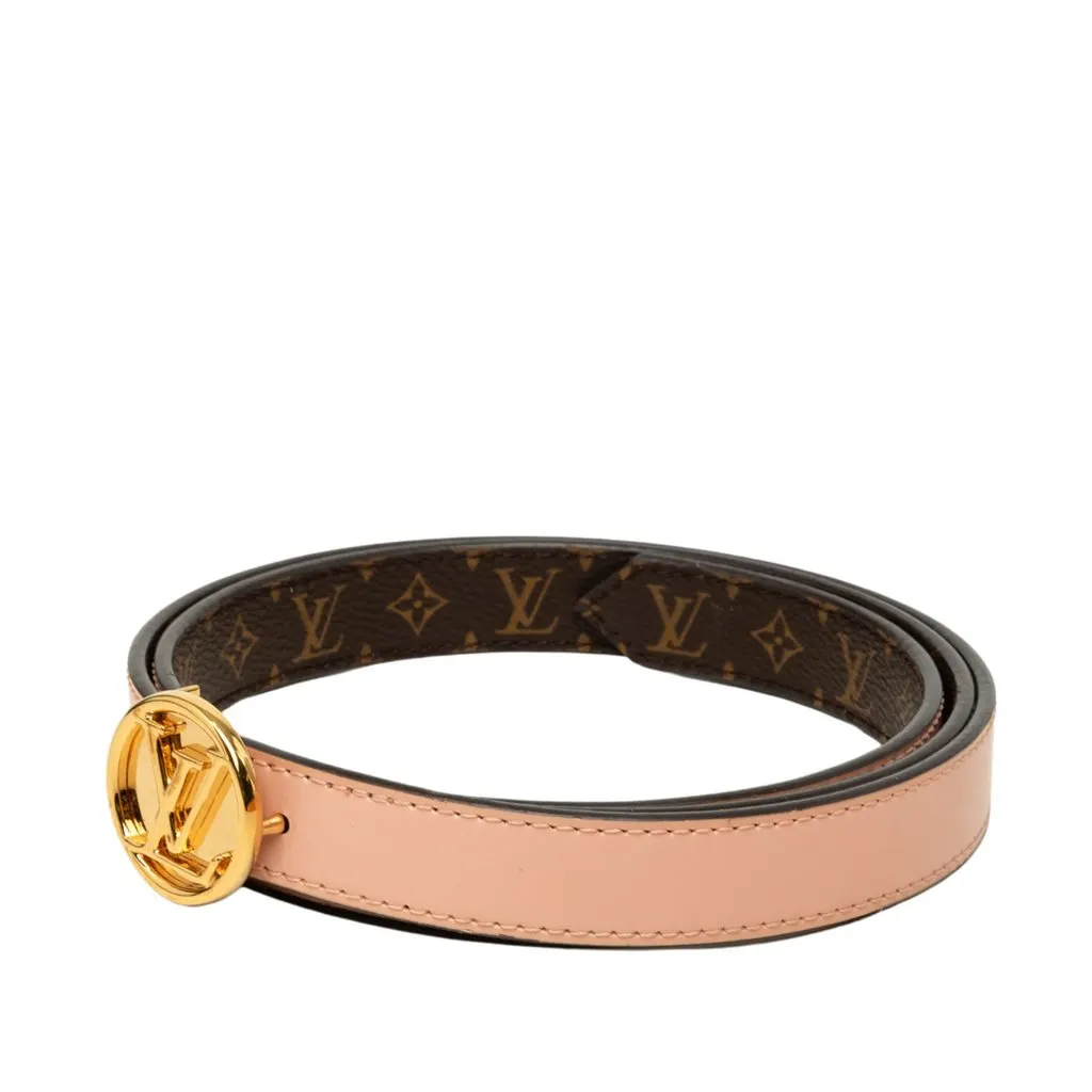 Louis Vuitton Monogram and Leather LV Circle Reversible Belt Brown Canvas Very good - Back View