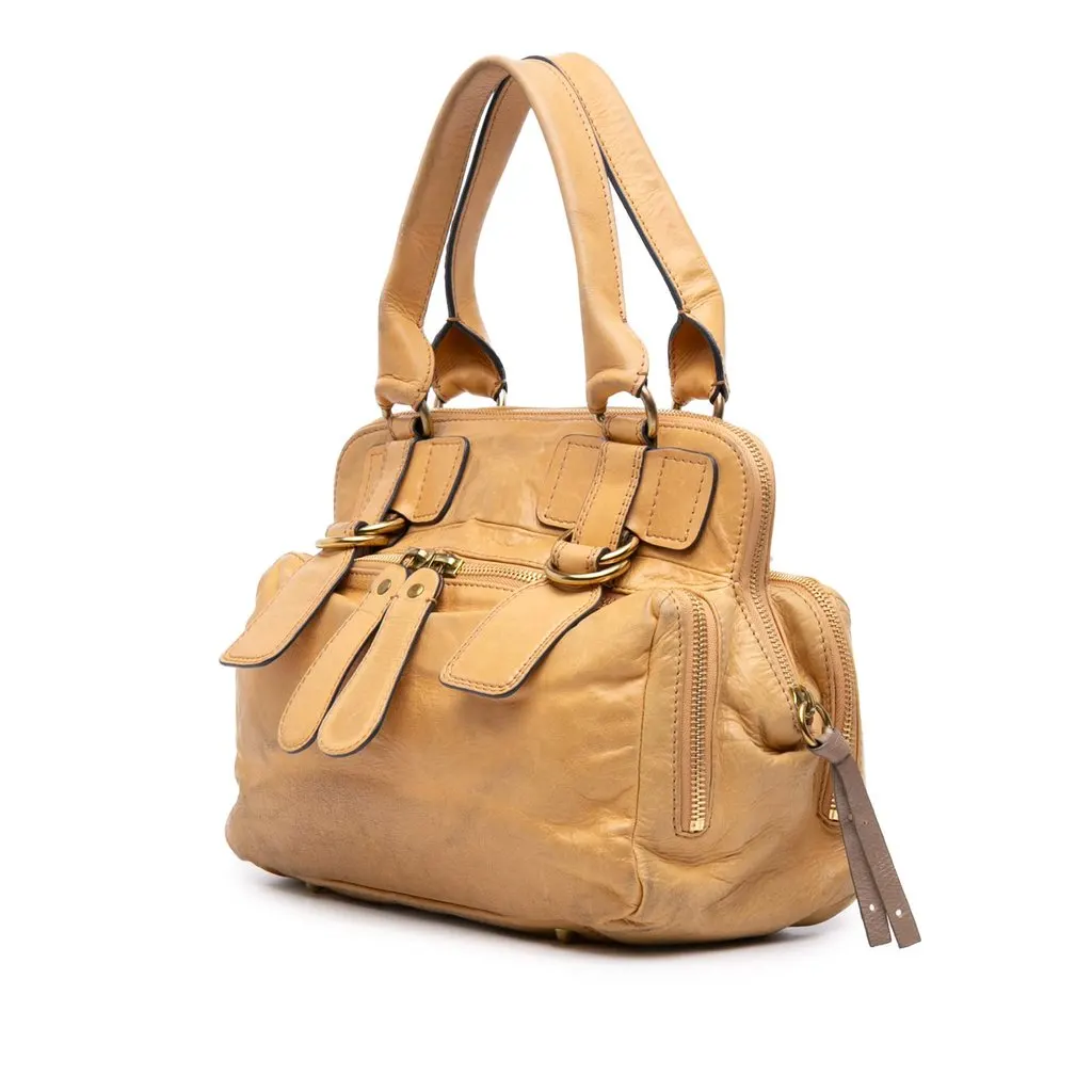 Chloé Quilted Calfskin Bay Tote Brown Leather Good - Back View