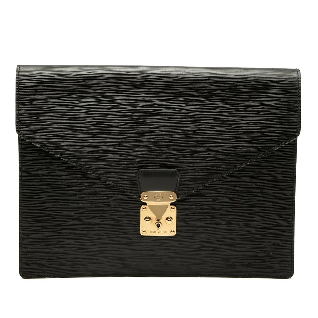 Louis Vuitton Epi Porte Documents Senateur Black Leather Good - Front View