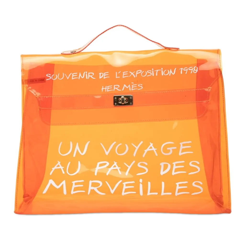 Hermès Vinyl Souvenir De L Exposition Kelly Handbag Orange Plastic Very good - Front View