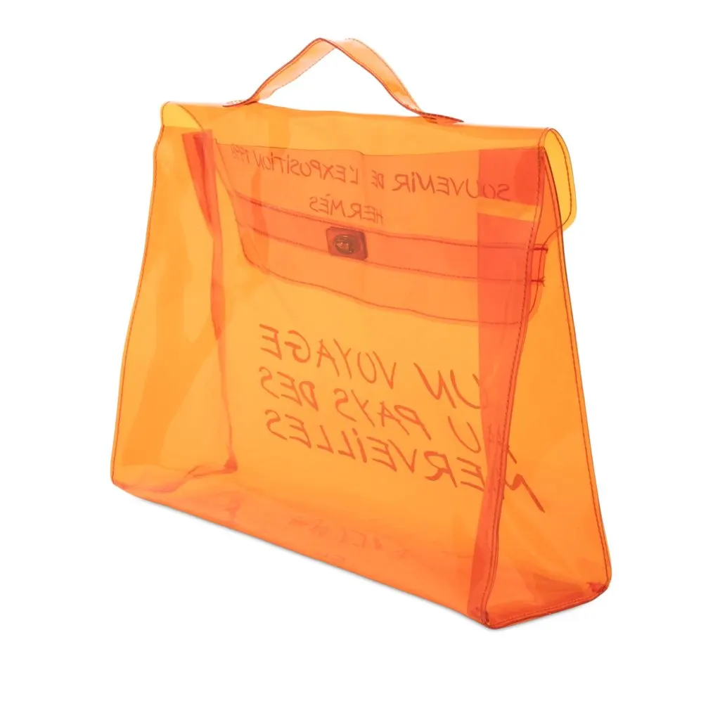 Hermès Vinyl Souvenir De L Exposition Kelly Handbag Orange Plastic Very good - Back View