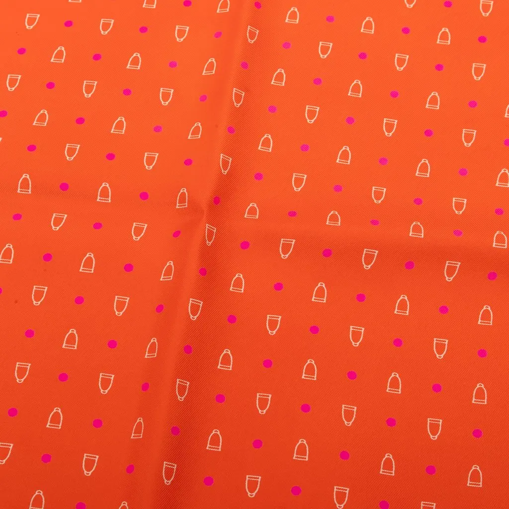 Hermès Equestrian Print Silk Scarf 90 Orange Silk Very good - Model View