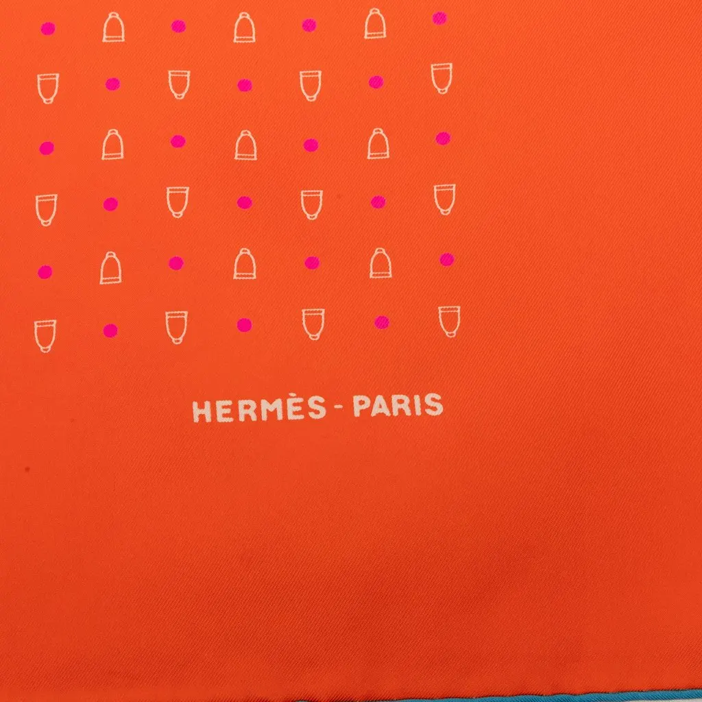 Hermès Equestrian Print Silk Scarf 90 Orange Silk Very good - Box View