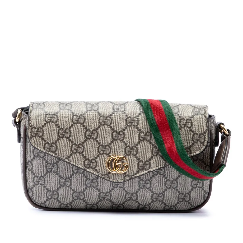 Gucci GG Supreme Web Ophidia Pochette Crossbody Beige Very good - Front View
