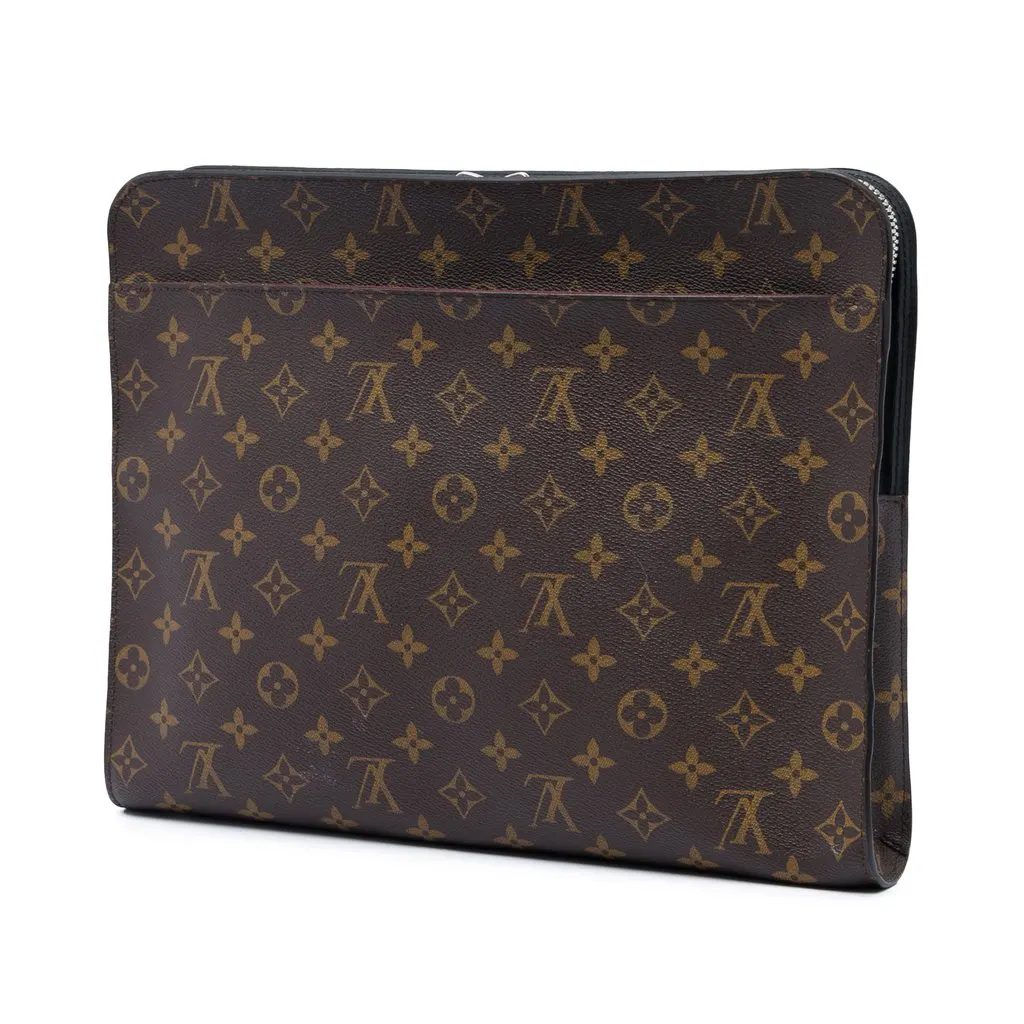 Louis Vuitton Monogram Macassar Portfolio Case Brown Very good - Back View