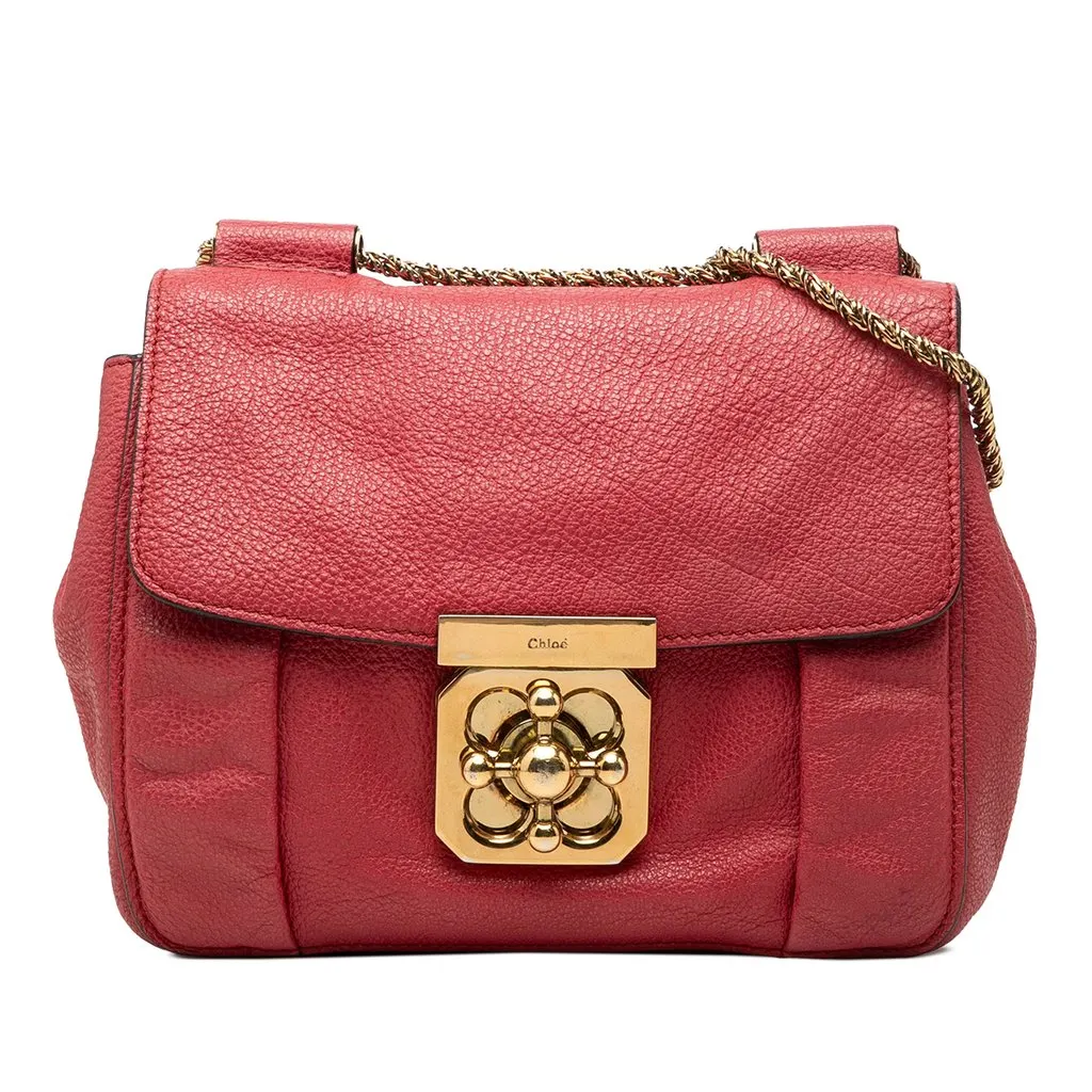 Chloé Small Grained Calfskin Elsie Crossbody Red Leather Good - Front View