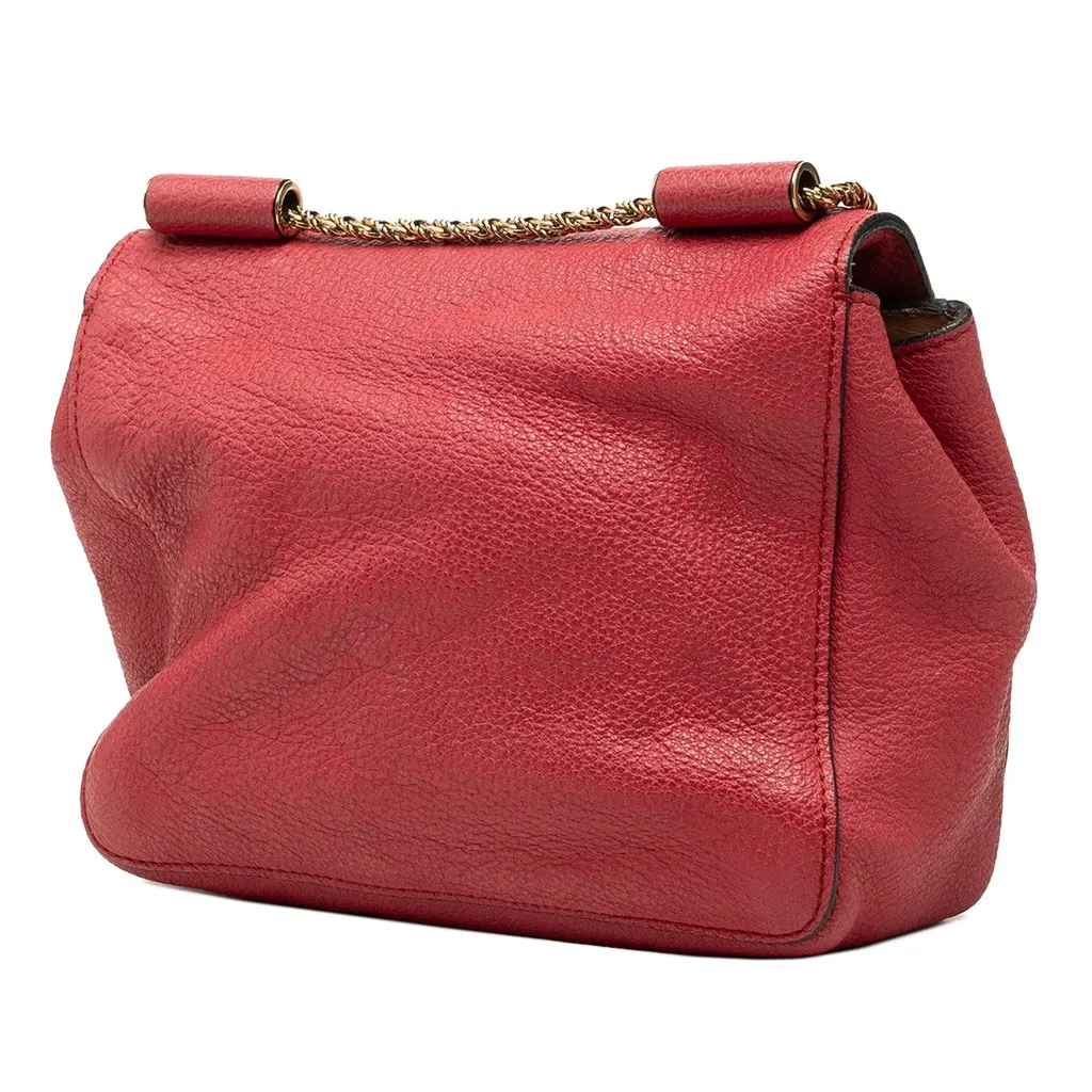 Chloé Small Grained Calfskin Elsie Crossbody Red Leather Good - Back View