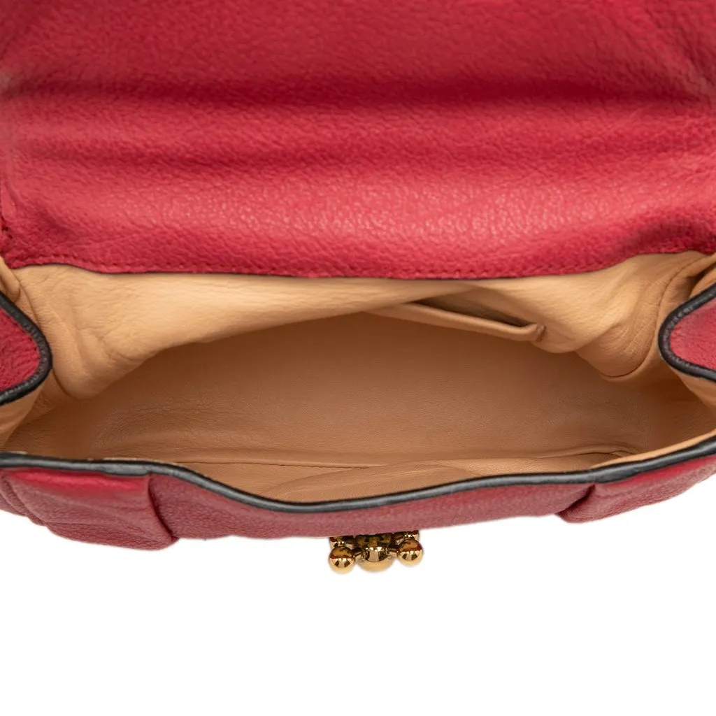 Chloé Small Grained Calfskin Elsie Crossbody Red Leather Good - Model View