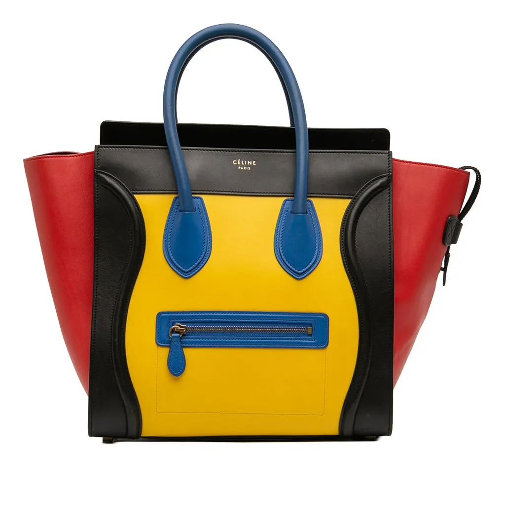 Celine Mini Tricolor Leather Luggage Tote Yellow Leather Very good - Front View