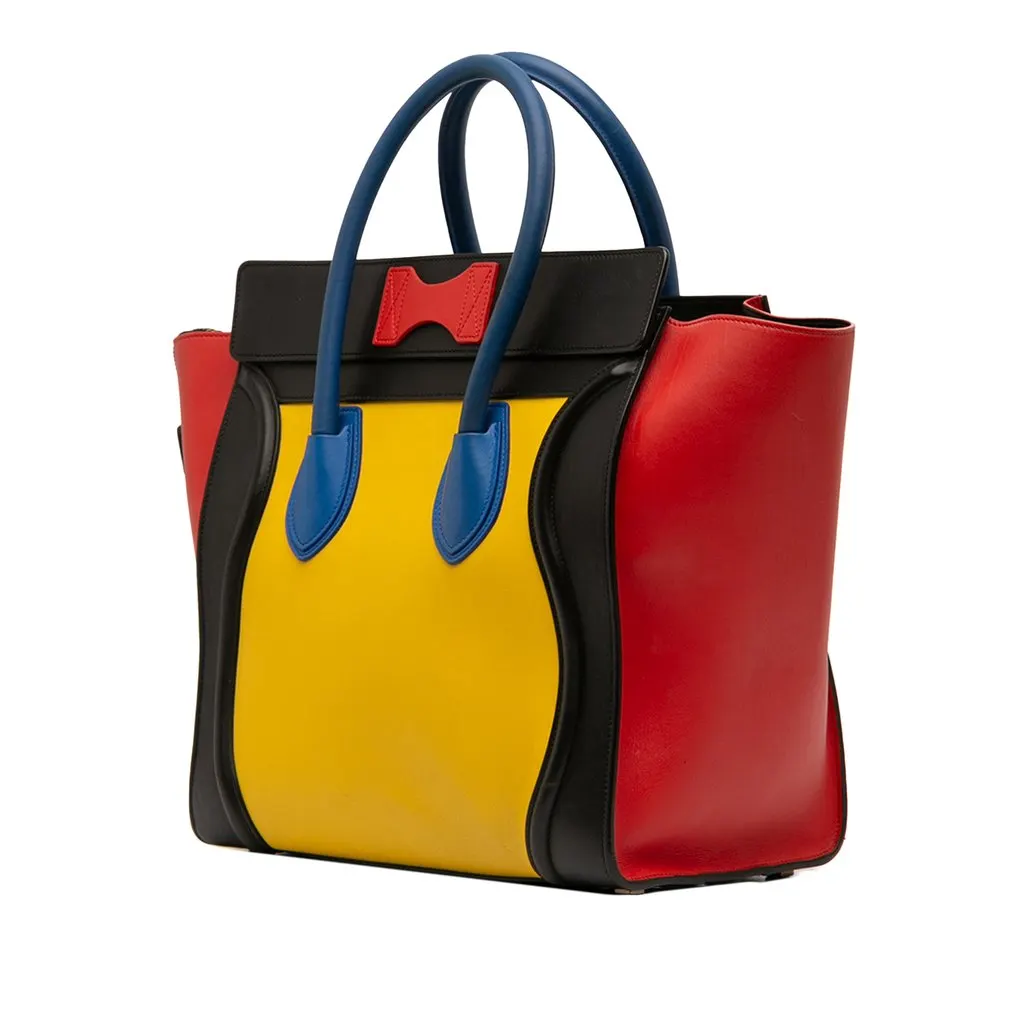 Celine Mini Tricolor Leather Luggage Tote Yellow Leather Very good - Back View