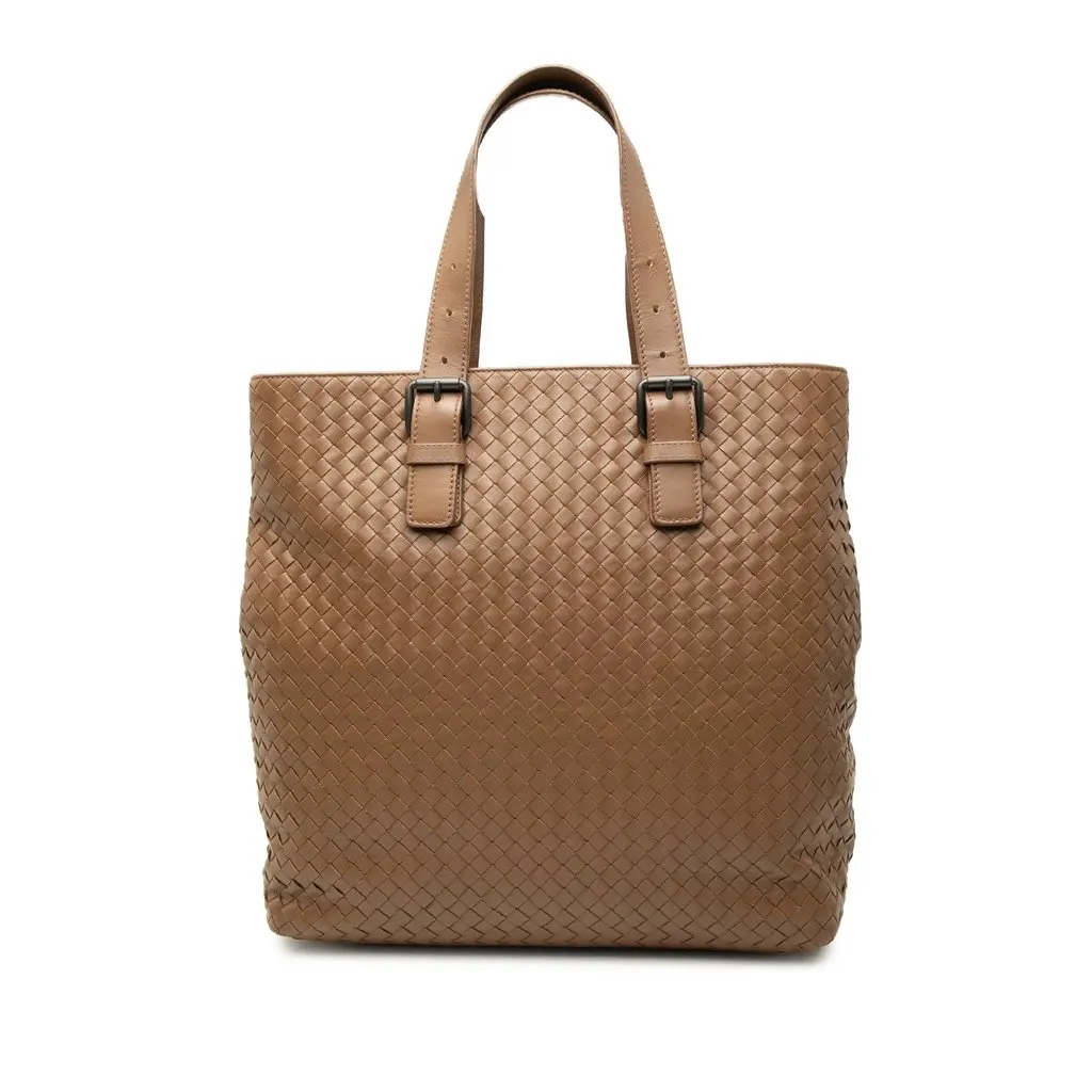 Bottega Veneta Nappa Intrecciato Belted Tote Brown Leather Very good - Front View