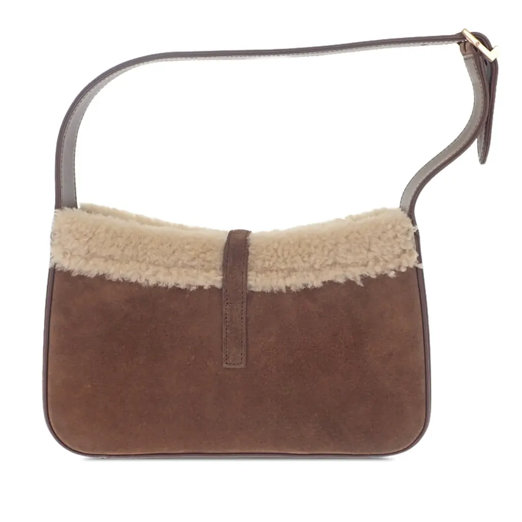 Saint Laurent Shearling Trimmed Suede Le 5 a 7 Brown Leather Very good - Back View