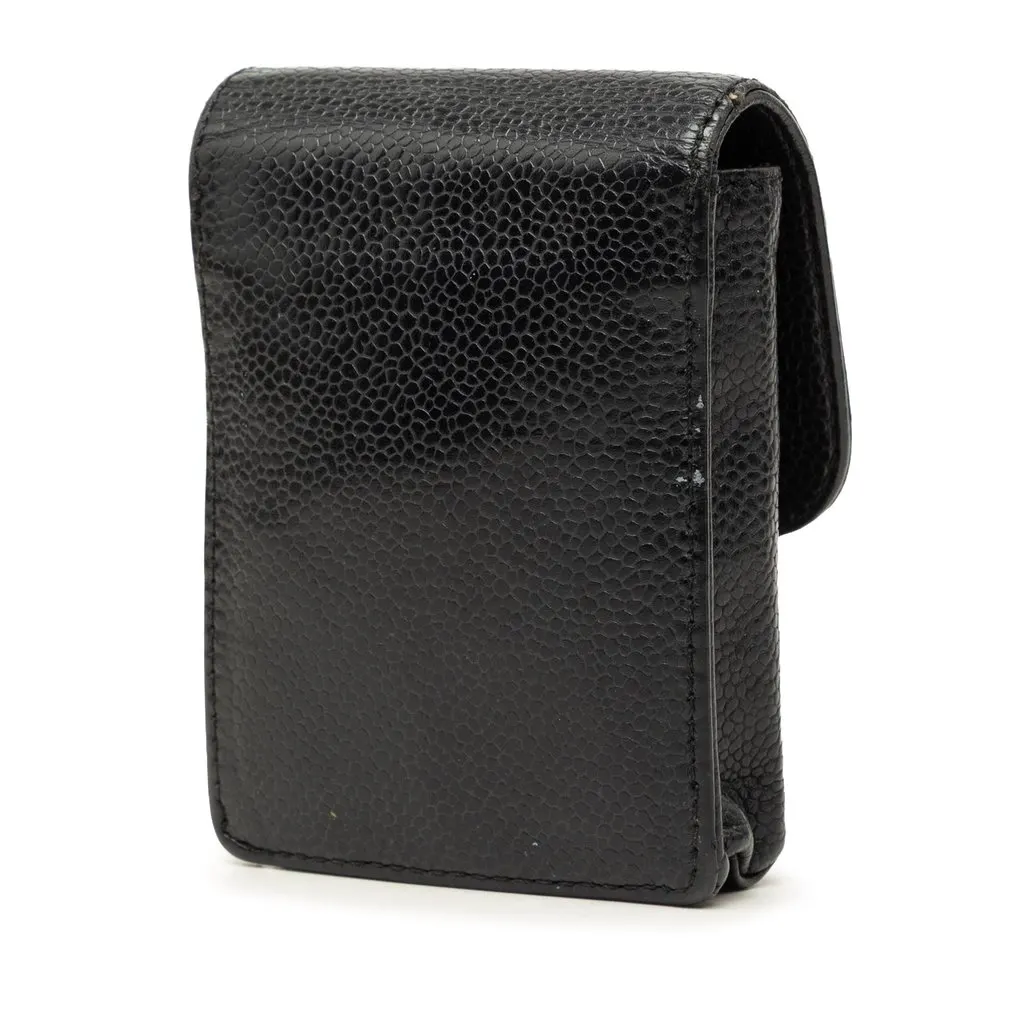 Chanel CC Caviar Cigarette Case Black Leather Very good - Back View
