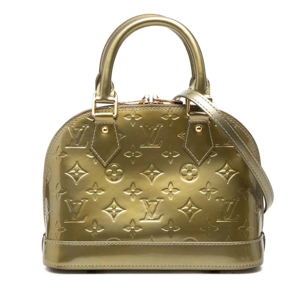Louis Vuitton Monogram Vernis Alma BB Green Leather Very good - Front View