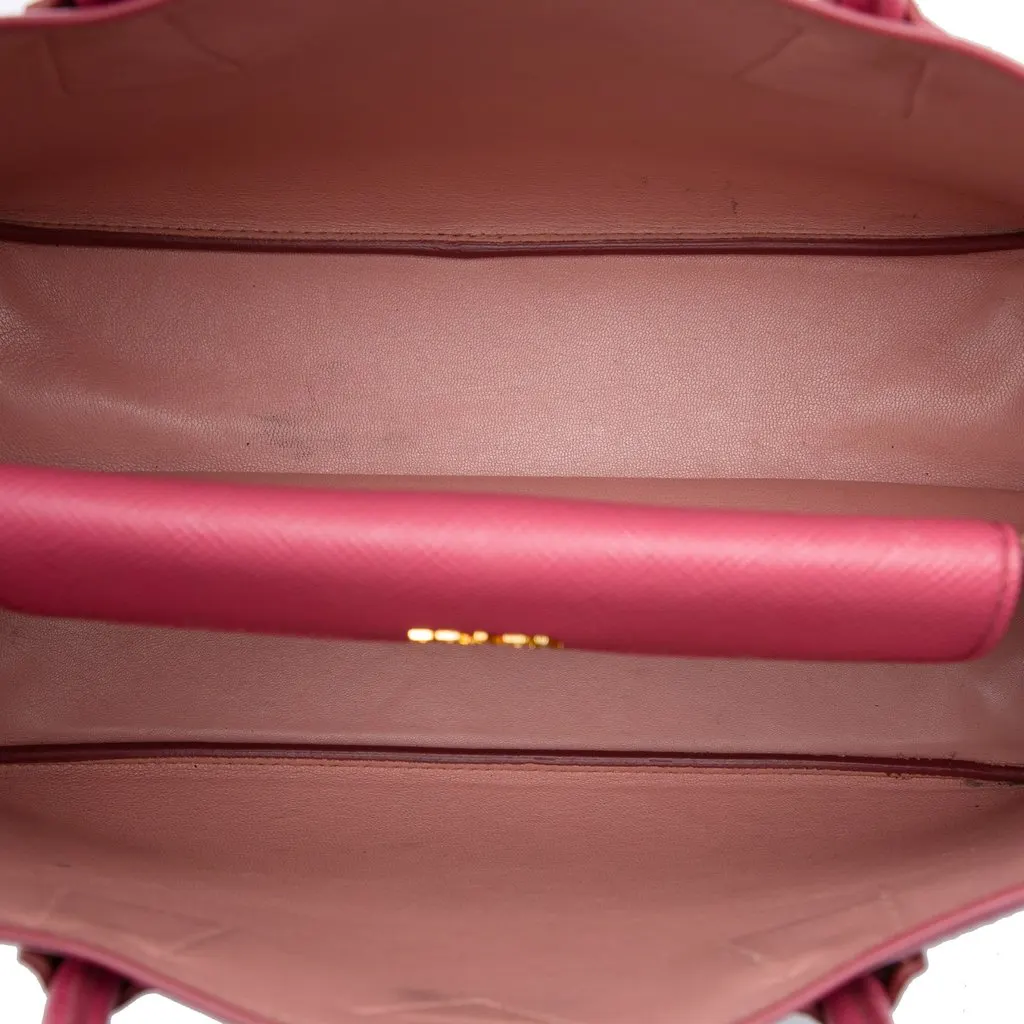 Prada Medium Saffiano Cuir Double Satchel Pink Leather Very good - Model View