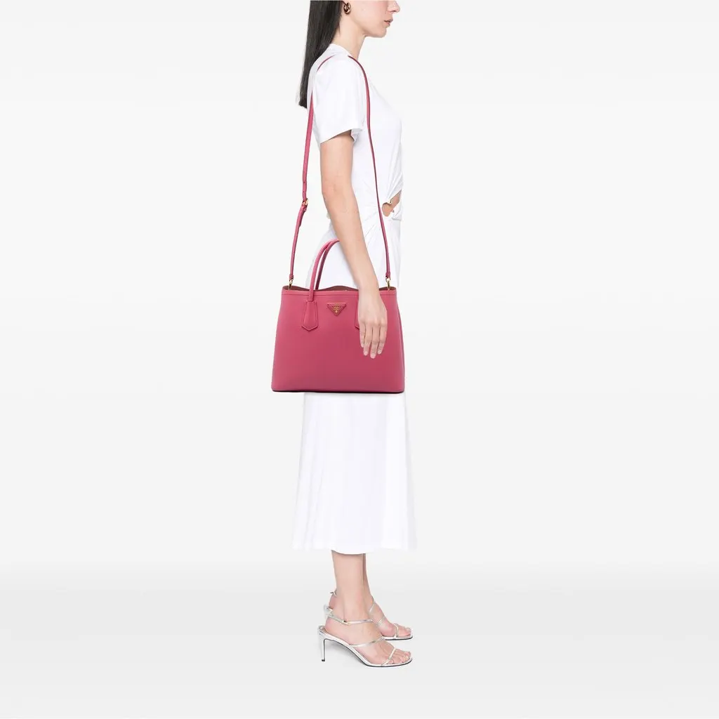 Prada Medium Saffiano Cuir Double Satchel Pink Leather Very good - Box View