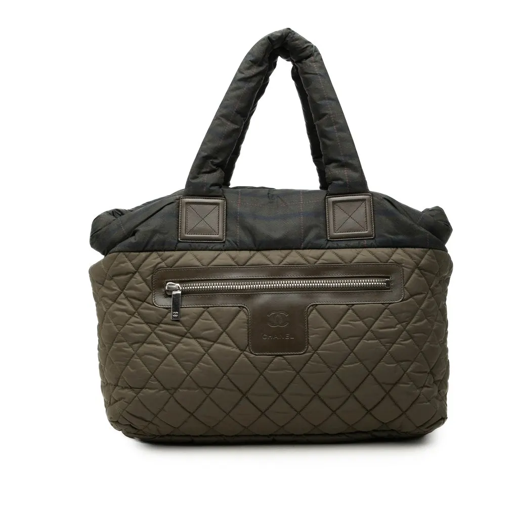 Chanel Medium Quilted Nylon Coco Cocoon Tote Brown Polyamide Good - Front View
