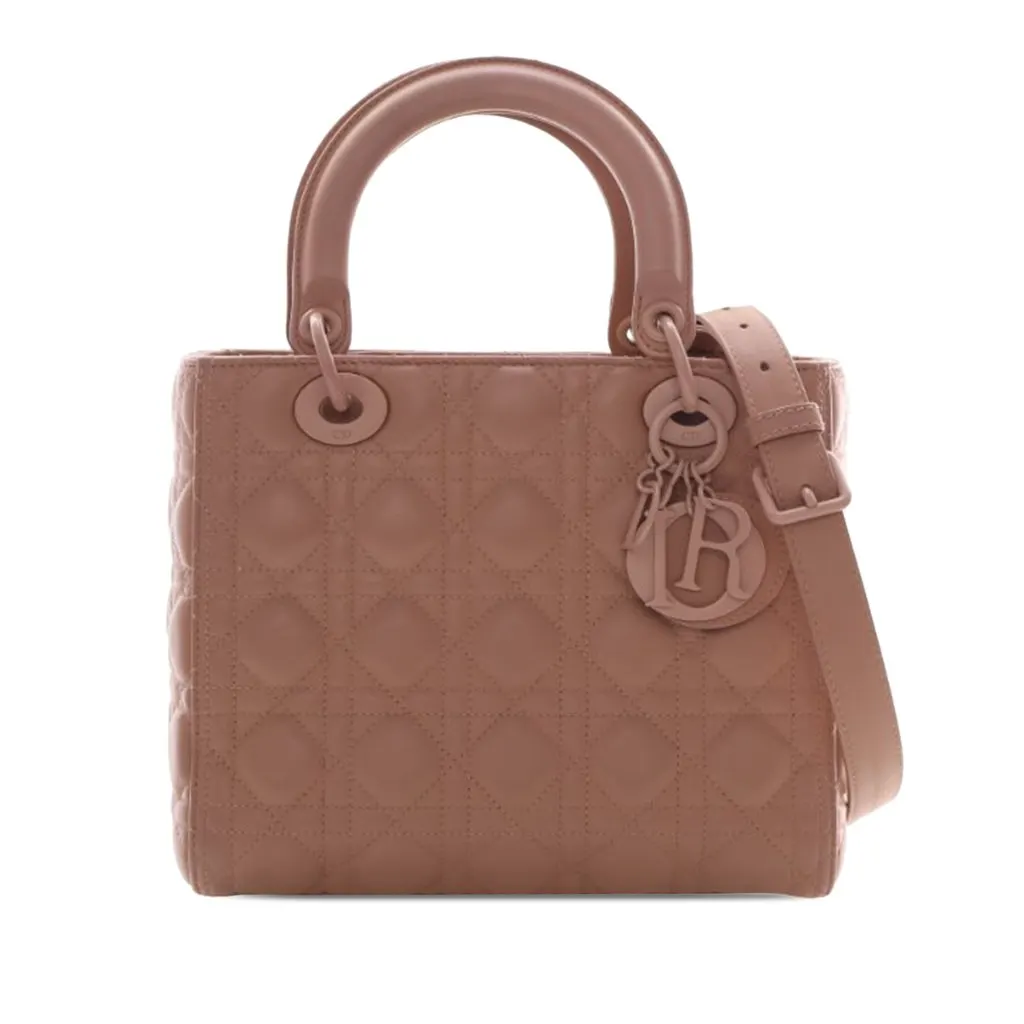 Dior Medium Ultra Matte Calfskin Cannage Lady Dior Brown Leather Very good - Front View