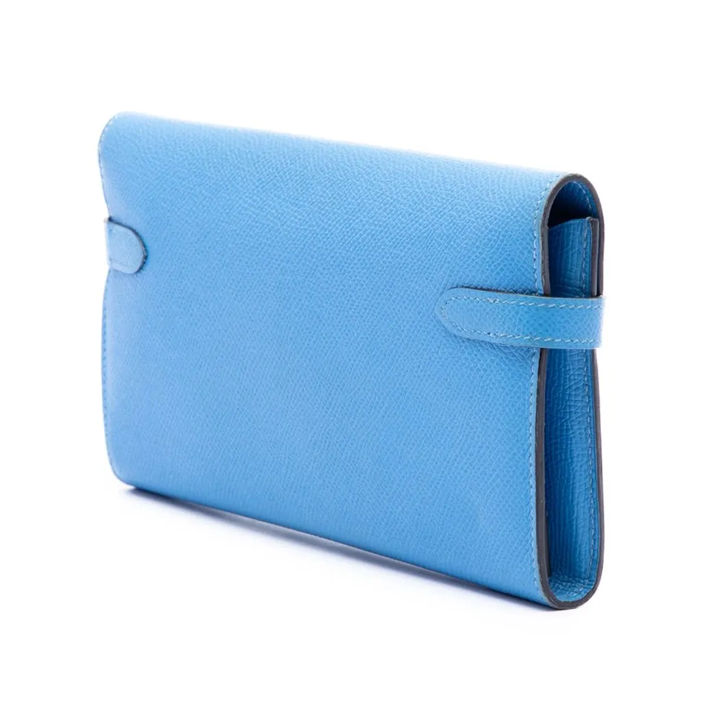 Hermès Epsom Kelly Longue Wallet Blue Leather Very good - Back View