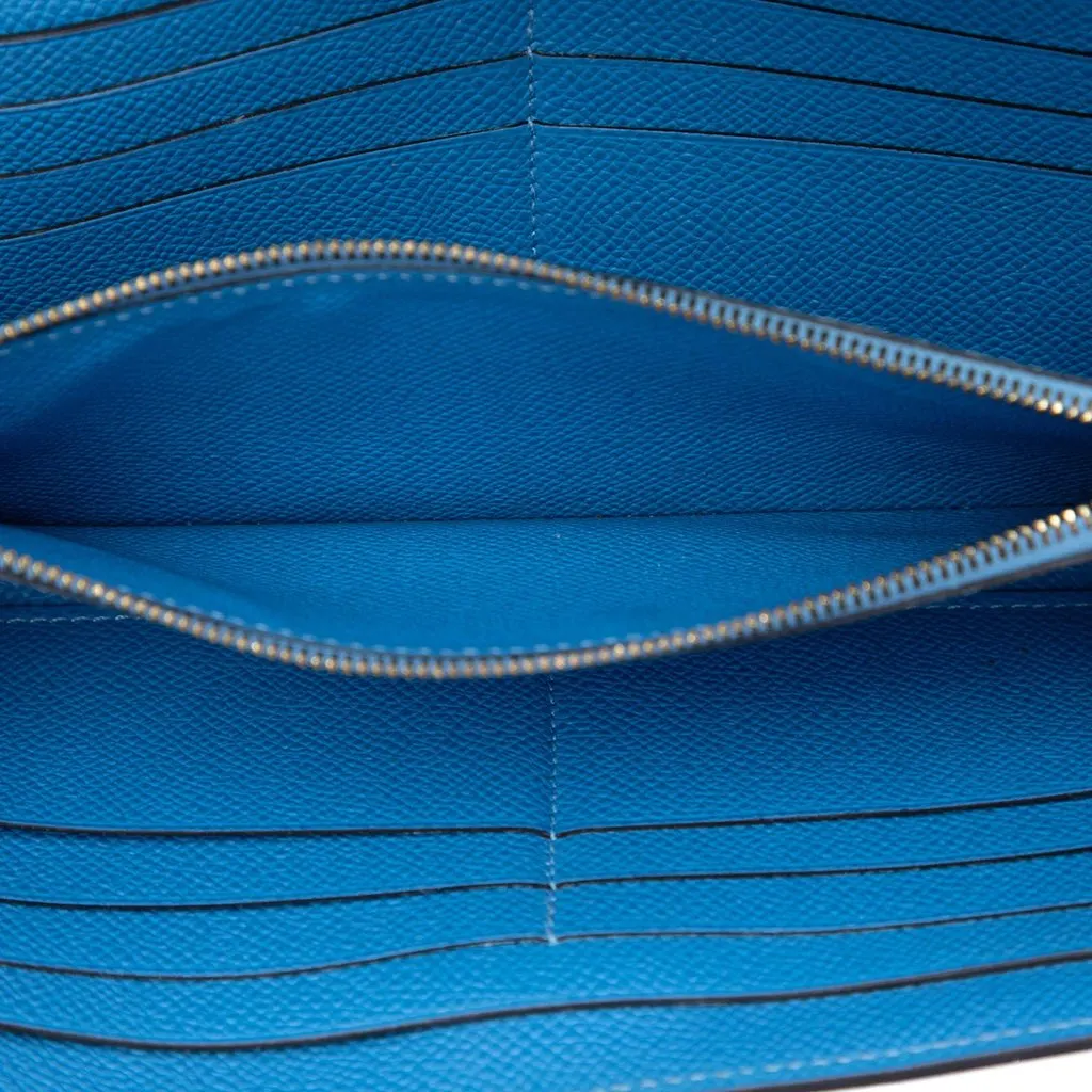Hermès Epsom Kelly Longue Wallet Blue Leather Very good - Model View