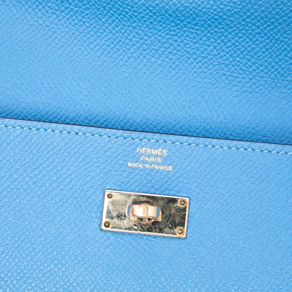 Hermès Epsom Kelly Longue Wallet Blue Leather Very good - Box View