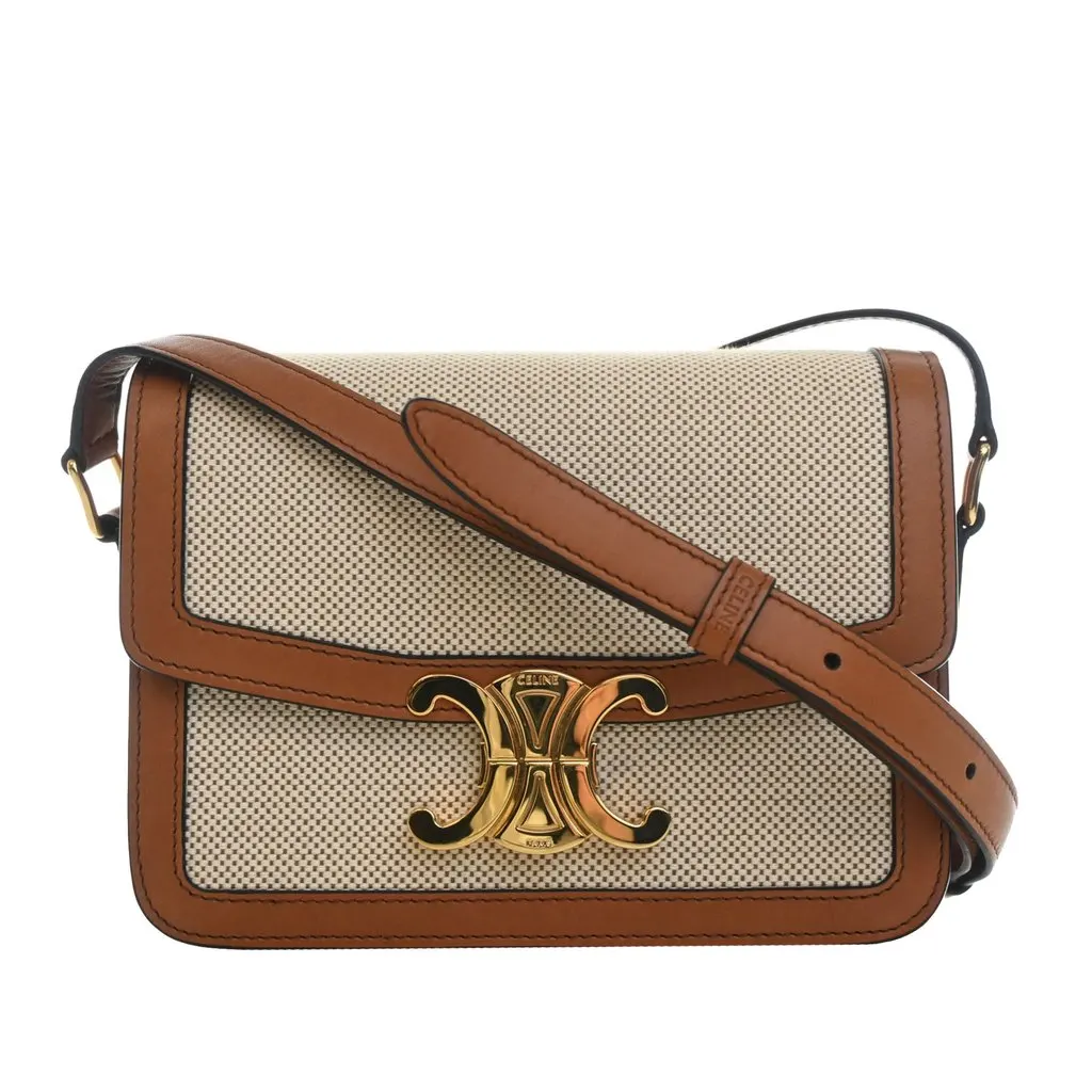 Celine Teen Canvas and Calfskin Triomphe Crossbody