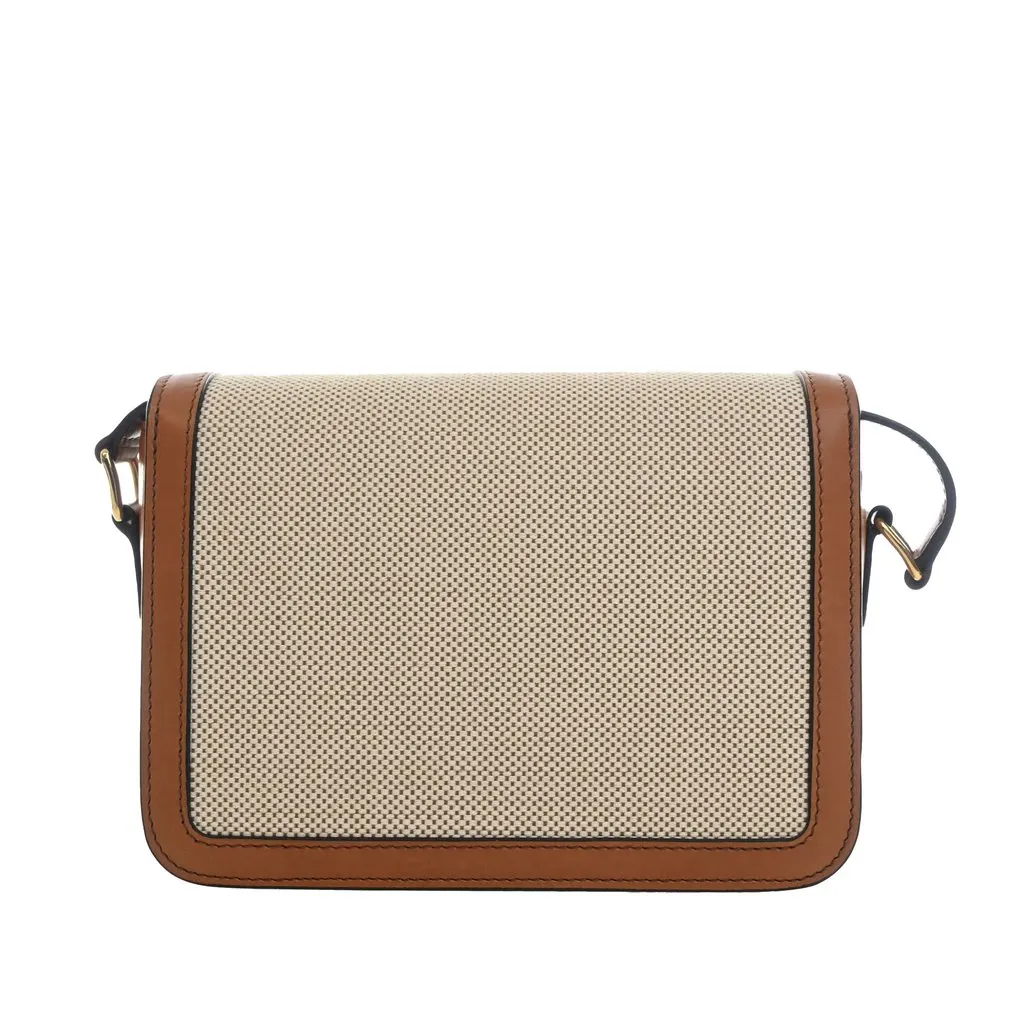 Celine Teen Canvas and Calfskin Triomphe Crossbody Beige Very good - Model View