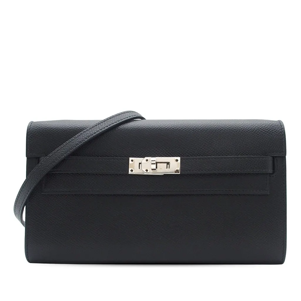 Hermès Epsom Kelly To Go Wallet Black Leather Very good - Front View