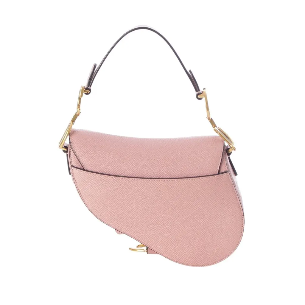Dior Mini Grained Calfskin Saddle Bag Pink Leather Very good - Back View