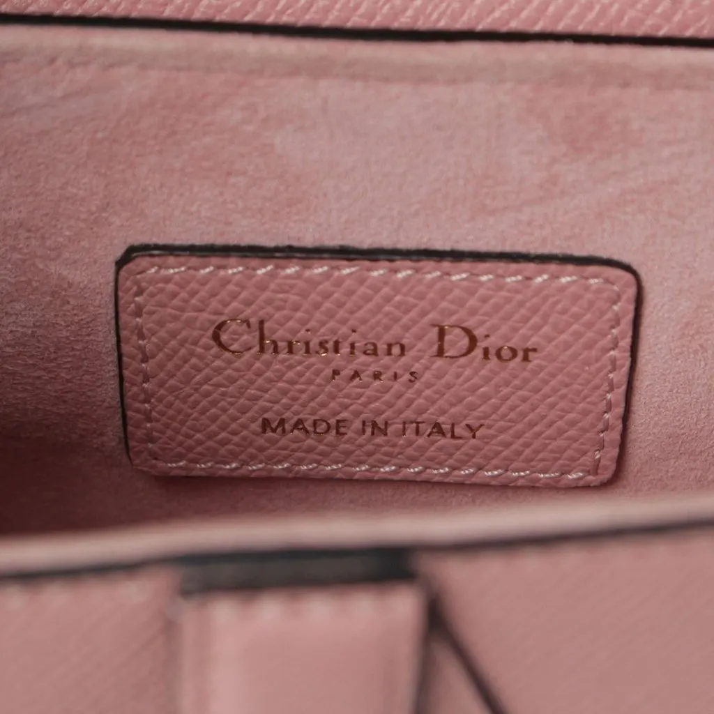 Dior Mini Grained Calfskin Saddle Bag Pink Leather Very good - Box View