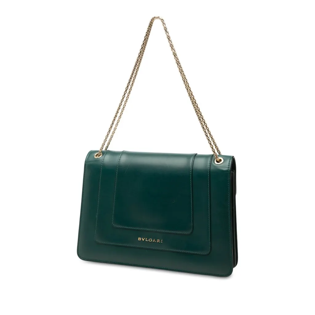 Bvlgari Medium Calfskin Serpenti Forever Shoulder Bag Green Leather Very good - Back View