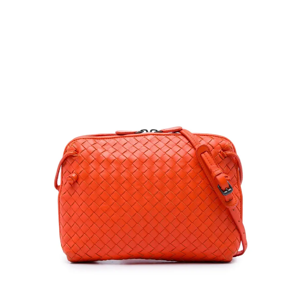 Bottega Veneta Nappa Intrecciato Nodini Crossbody Orange Leather Very good - Front View