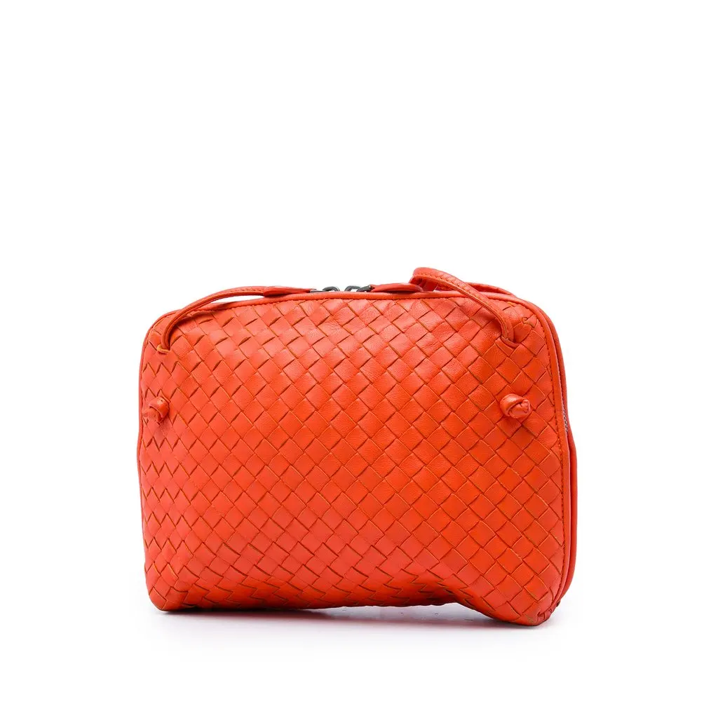 Bottega Veneta Nappa Intrecciato Nodini Crossbody Orange Leather Very good - Back View