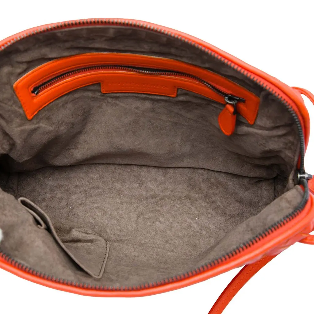 Bottega Veneta Nappa Intrecciato Nodini Crossbody Orange Leather Very good - Model View