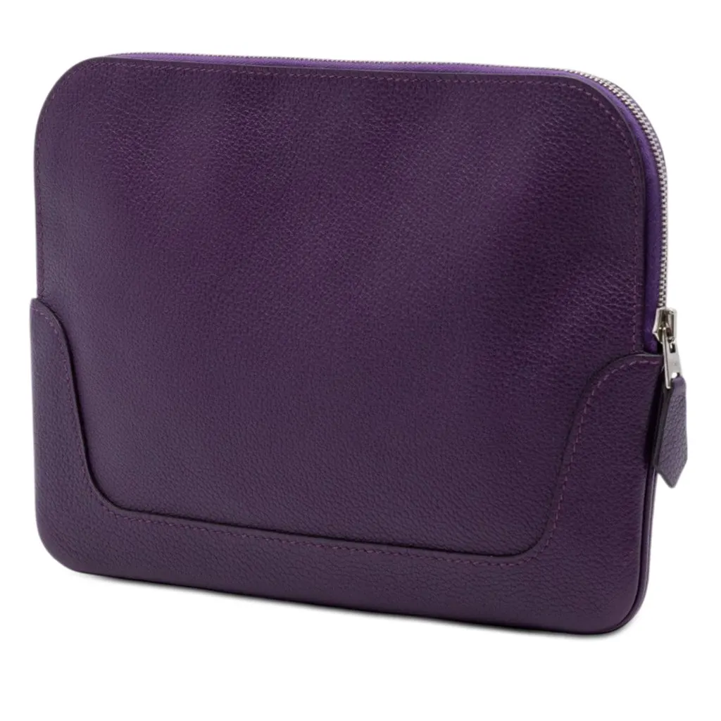 Hermès Clemence Flat Pouch Purple Leather Very good - Back View