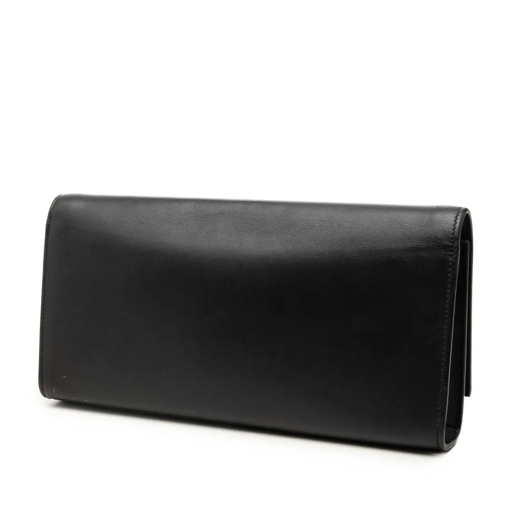 Saint Laurent Smooth Calfskin Cassandre Tassel Clutch Black Leather Very good - Back View