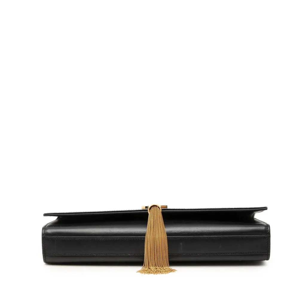 Saint Laurent Smooth Calfskin Cassandre Tassel Clutch Black Leather Very good - Inside View