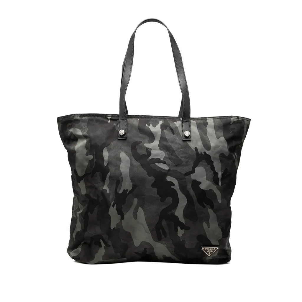 Prada Tessuto Camouflage Tote Navy Polyamide Good - Front View