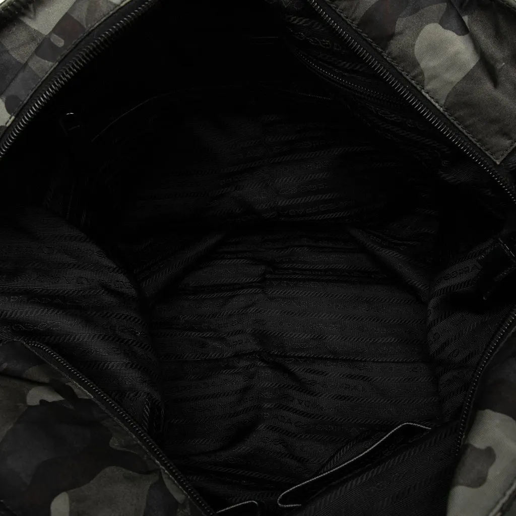 Prada Tessuto Camouflage Tote Navy Polyamide Good - Model View