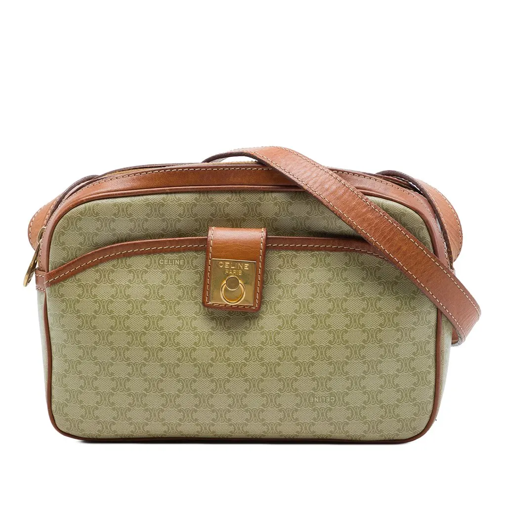 Celine Macadam Coated Canvas Crossbody Beige Very good - Front View