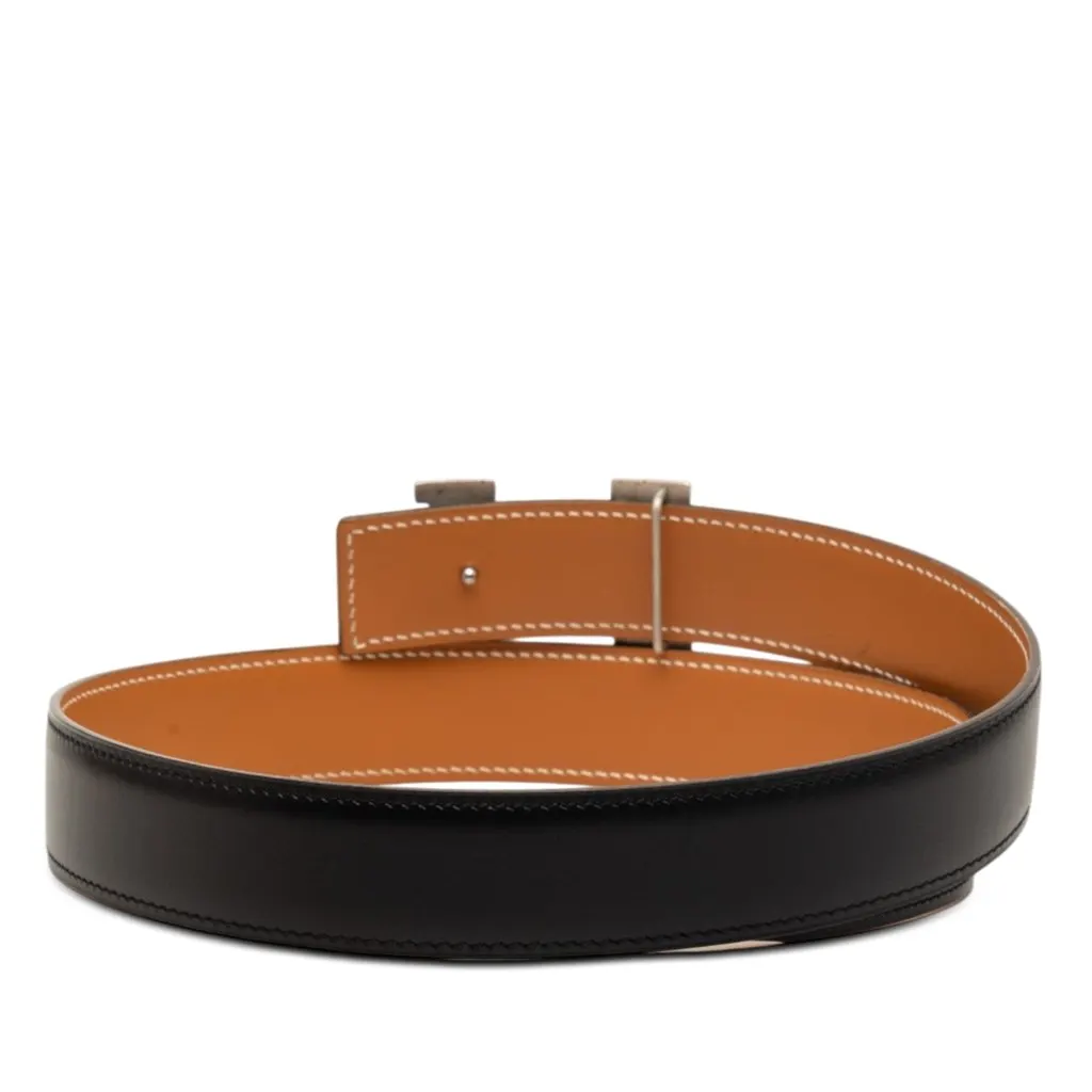Hermès Box Calf Constance H Martelee Reversible Belt Black Leather Very good - Inside View
