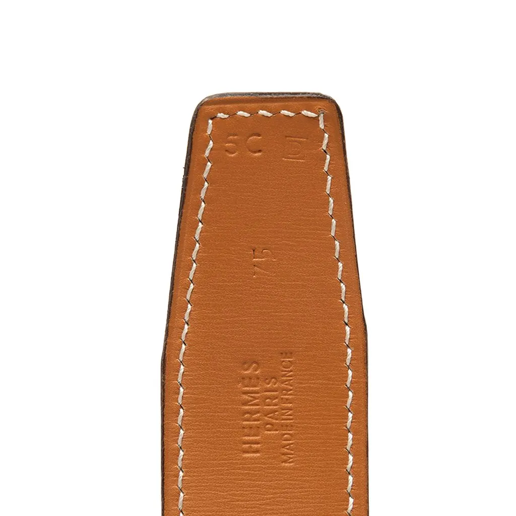 Hermès Box Calf Constance H Martelee Reversible Belt Black Leather Very good - Model View