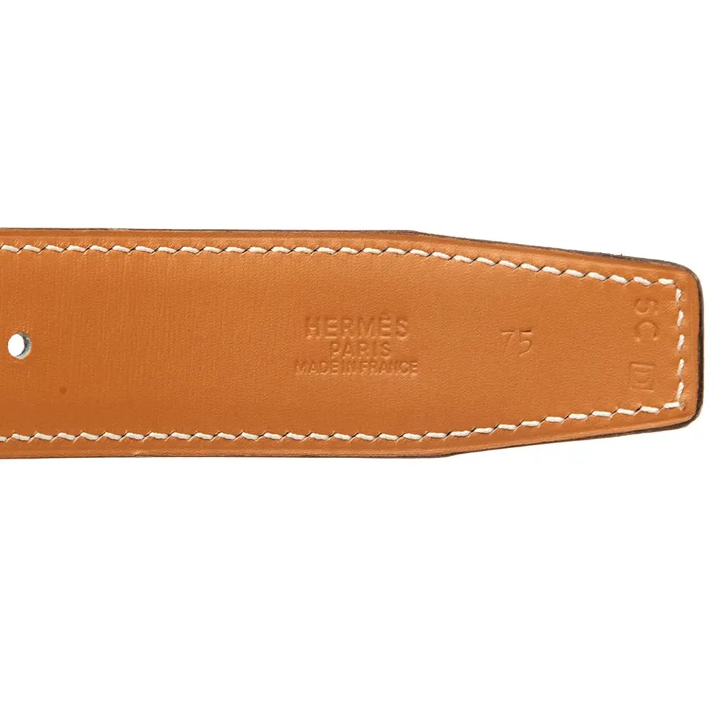 Hermès Box Calf Constance H Martelee Reversible Belt Black Leather Very good - Box View