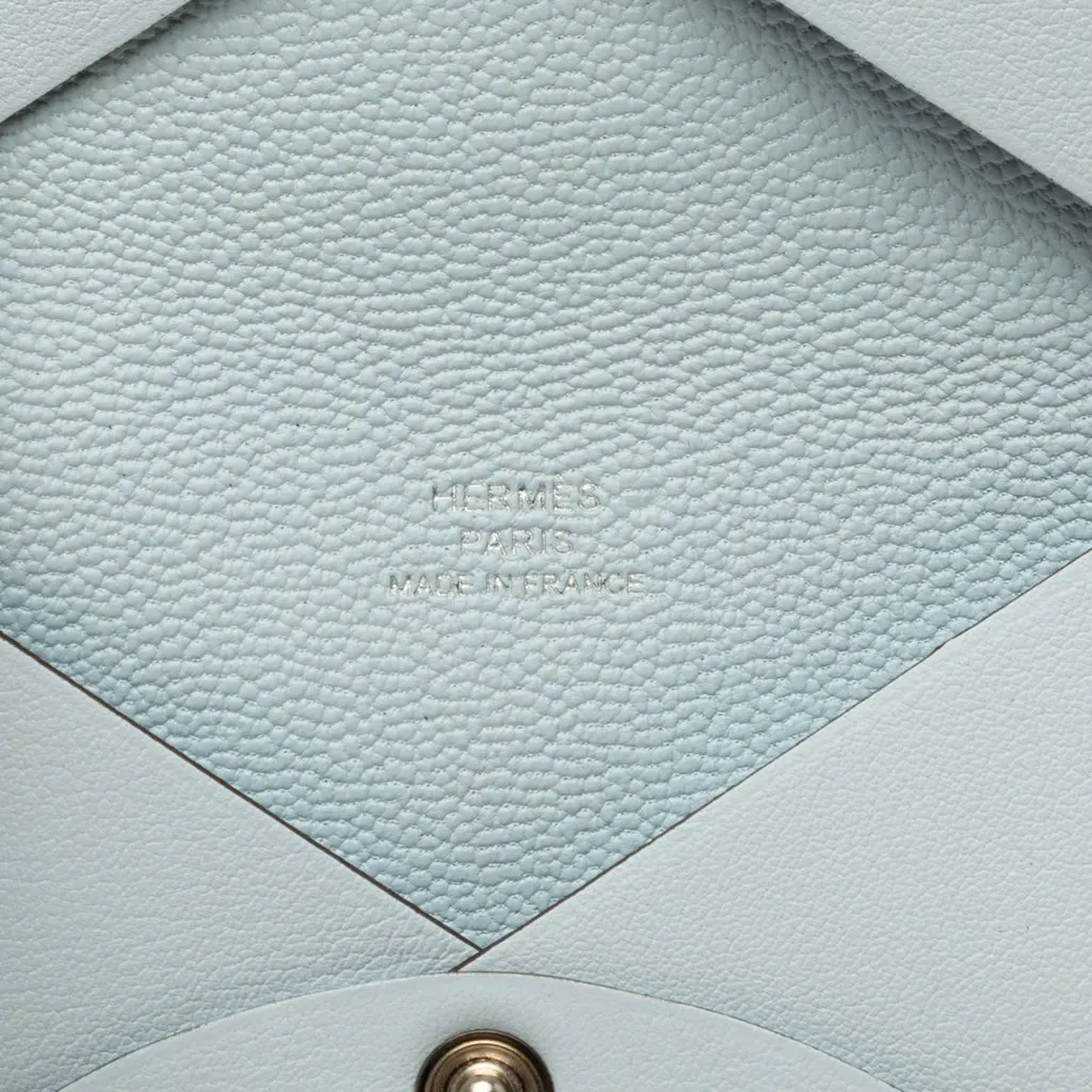 Hermès Swift Cowboy Calvi Card Holder Blue Leather Very good - Box View