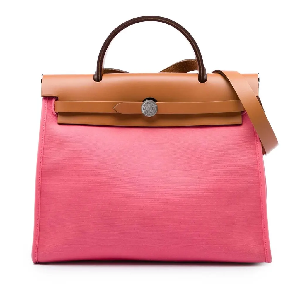 Hermès Toile Herbag Zip 31 Pink Very good - Front View